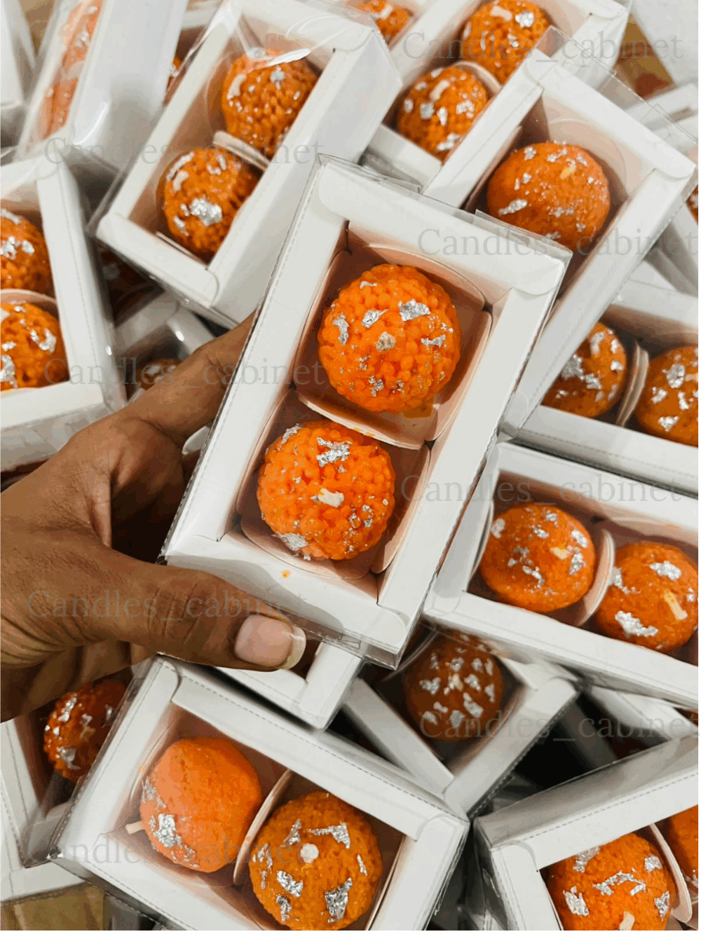 Motichoor Laddoo Candle Box Set of 2
