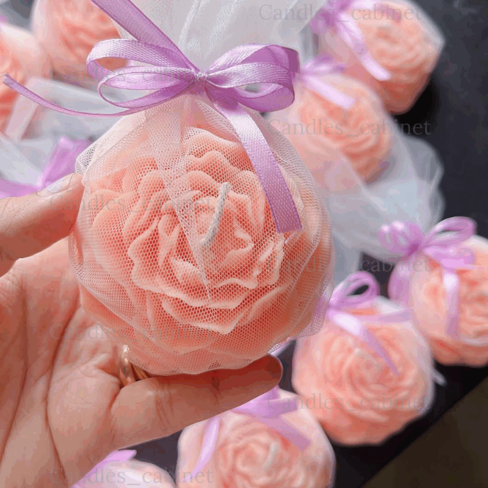 Peony flower Candles - Peach - Image 2