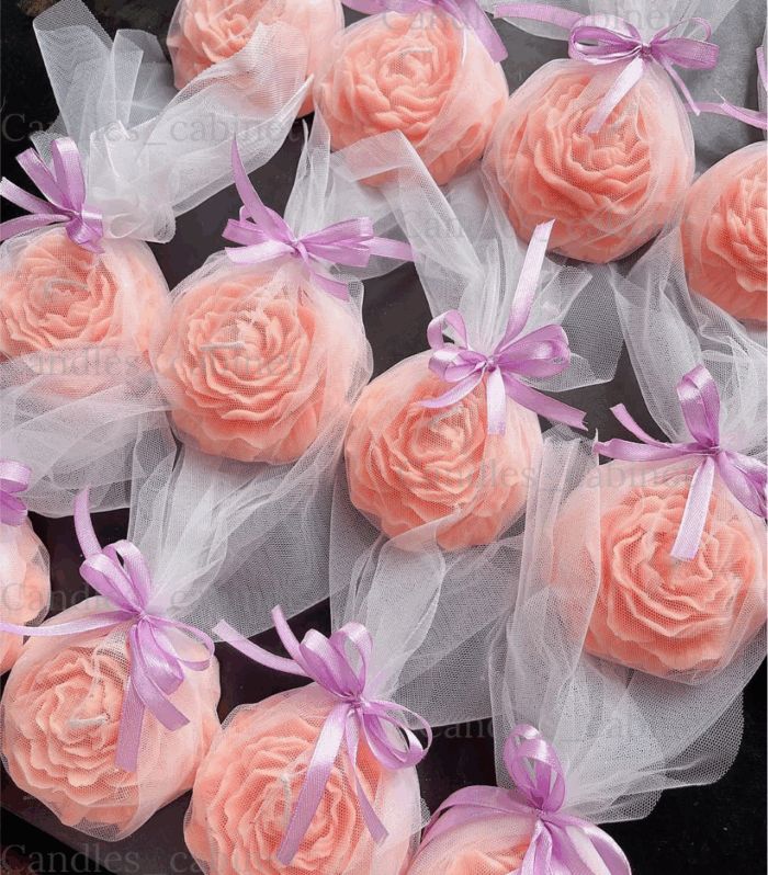 Peony flower Candles - Peach