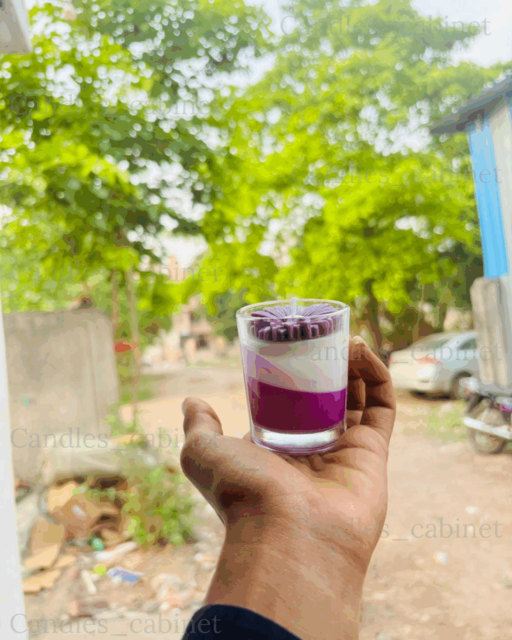 Shot glass scented candle - Votive jar candles - Lavender - White