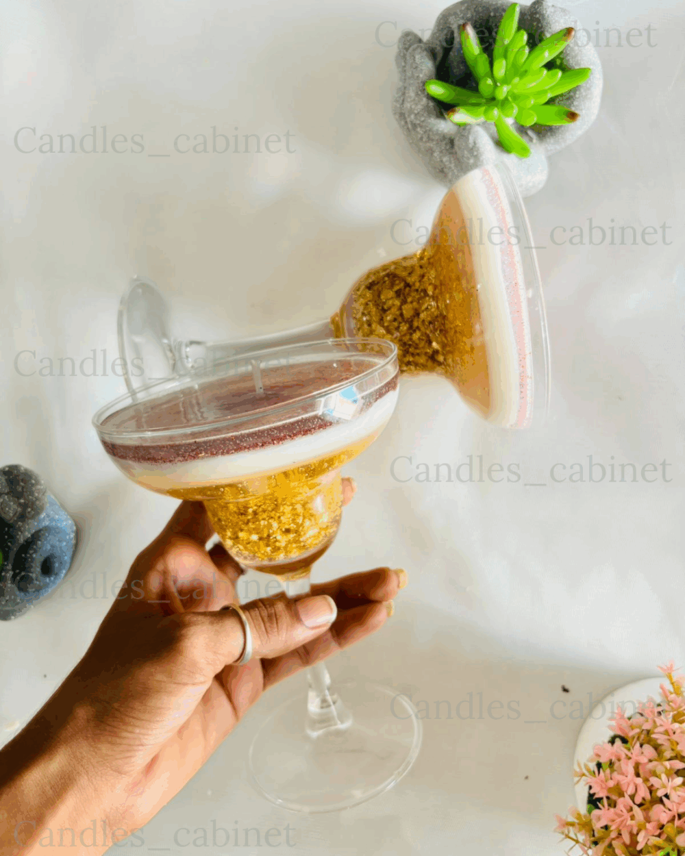 Golden Martini Glass Candle - Image 3