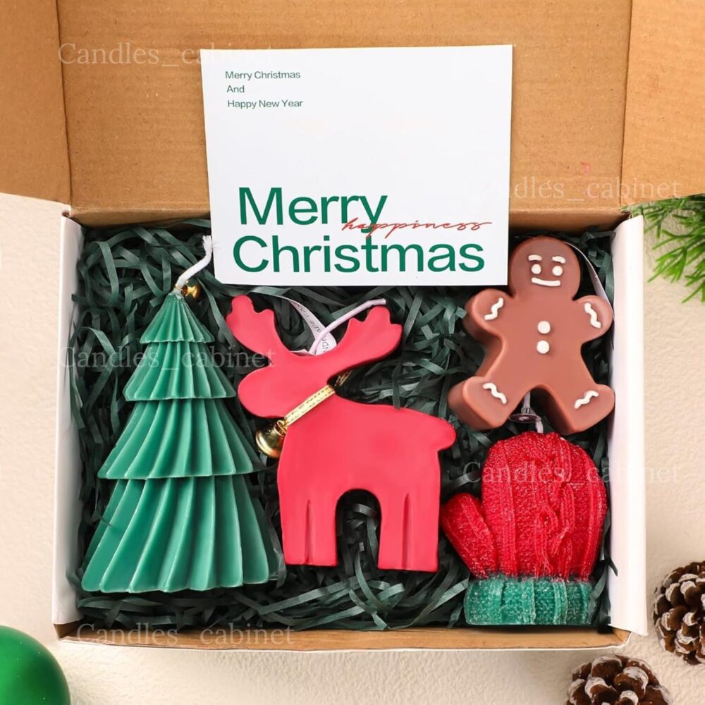 CANDLE_CABINETS 4 Pcs Christmas Candles Scented Candles Gift Set Elk Christmas Tree Gingerbread Man Glove Shaped Candles for Women Xmas Home Decor Party Bedroom Room Table Decorations - Image 7