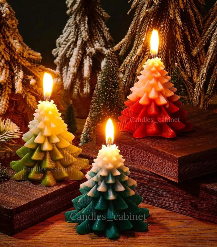 CANDLE_CABINETS 3 Pcs Christmas Scented Candles Gift, Tree Shaped Candle for Home, Christmas Party Holiday New Year Decoration,Large Christmas Candles Tree Party Room Table Decorations