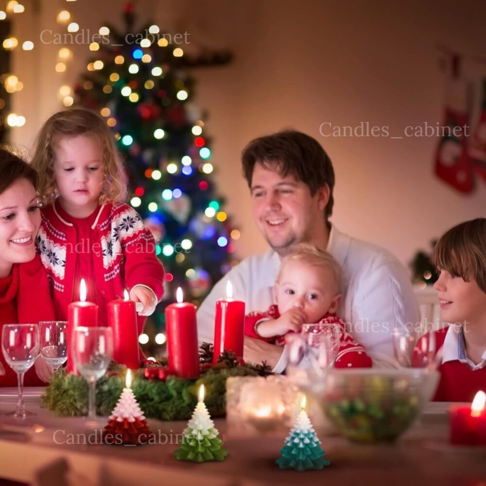CANDLE_CABINETS 3 Pcs Christmas Scented Candles Gift, Tree Shaped Candle for Home, Christmas Party Holiday New Year Decoration,Large Christmas Candles Tree Party Room Table Decorations - Image 2