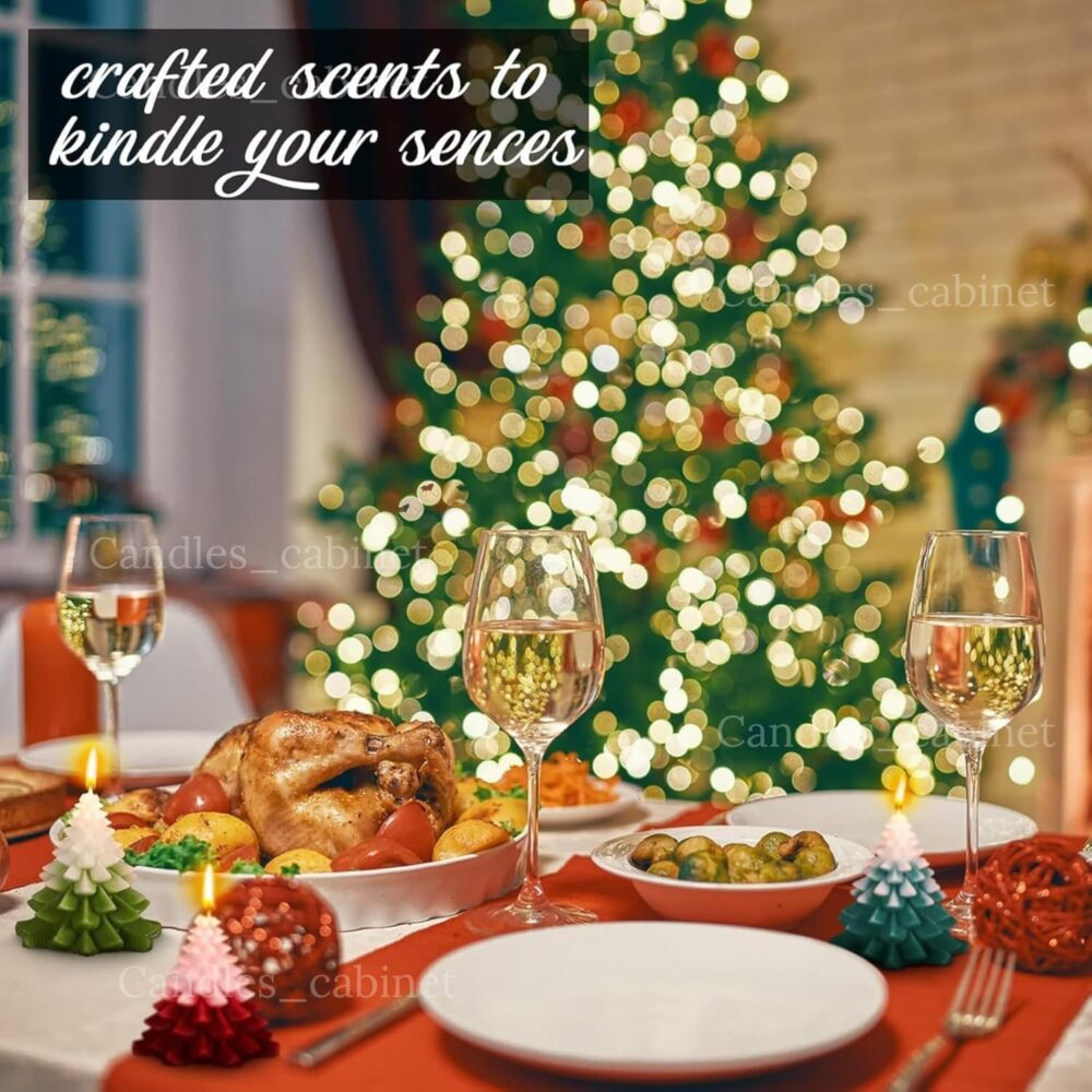 CANDLE_CABINETS 3 Pcs Christmas Scented Candles Gift, Tree Shaped Candle for Home, Christmas Party Holiday New Year Decoration,Large Christmas Candles Tree Party Room Table Decorations - Image 5