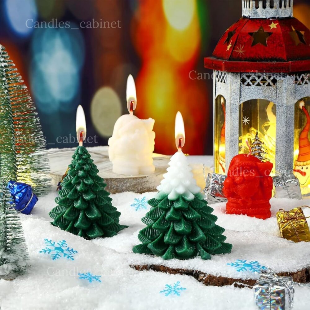 CANDLE_CABINETS 4 Pieces Large Christmas Candles Tree Santa Scented Xmas Tree Shaped Candles Gifts for Home Party Room Table Decorations, 2 Style - Image 2