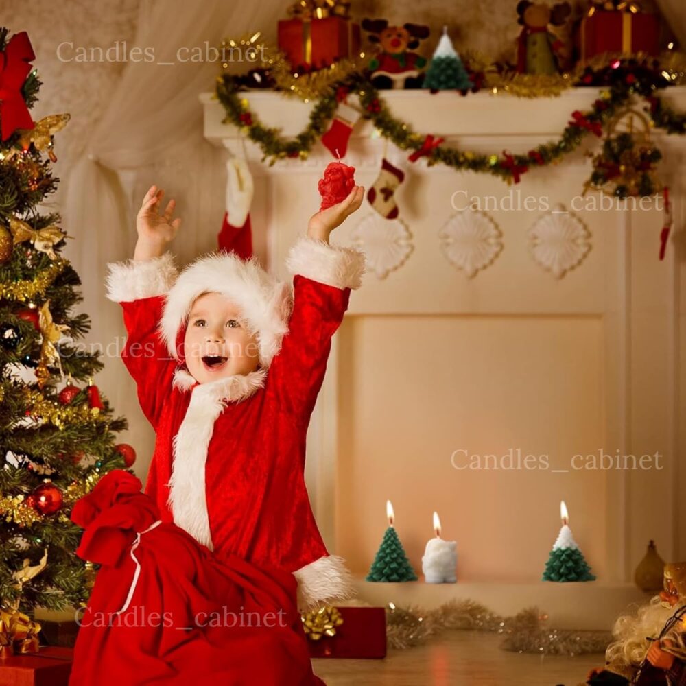 CANDLE_CABINETS 4 Pieces Large Christmas Candles Tree Santa Scented Xmas Tree Shaped Candles Gifts for Home Party Room Table Decorations, 2 Style - Image 3