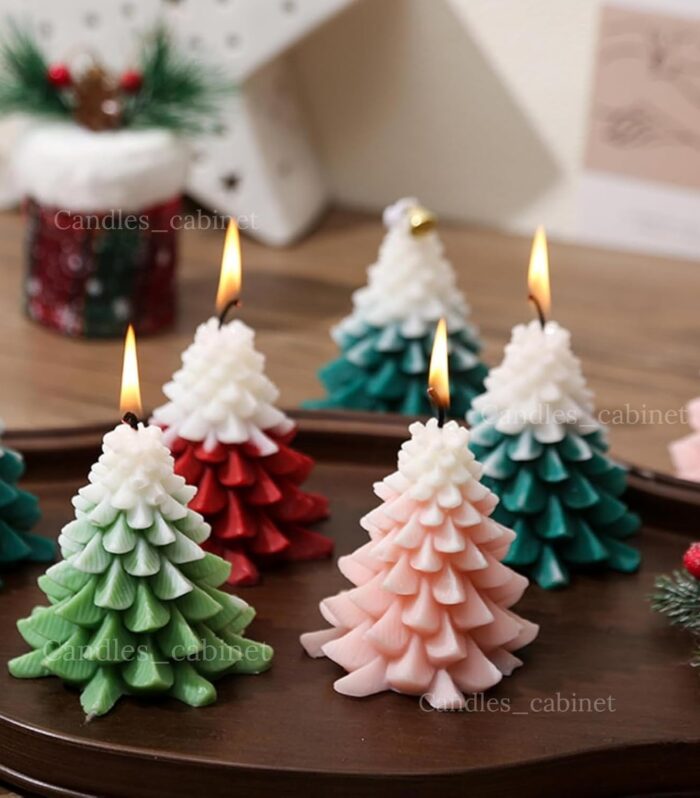 CANDLE_CABINETS 4 Pieces Large Christmas Candles Tree Scented Candles Xmas Tree Shaped Candles Gifts for Home Party Room Table Decorations, Candlles for Christmas, Christmas Candle, Christmas Gift Set