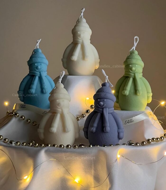 Candles_cabinet Christmas Snowman Candle, Gifts for X mas, Secret Santa Gift, Candles Gifts for Home Party Room Table Decorations, Multicolor, Pack of 4