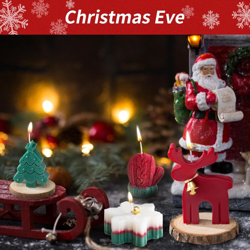 CANDLE_CABINETS 4 Pack Christmas Scented Candles, Xmas Tree Snowflake Elk Soy Wax Aromatherapy Candle Christmas Home Room Table Decoration Gift Party Favors - Image 2