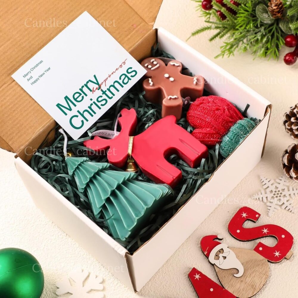 CANDLE_CABINETS 4 Pcs Christmas Candles Scented Candles Gift Set Elk Christmas Tree Gingerbread Man Glove Shaped Candles for Women Xmas Home Decor Party Bedroom Room Table Decorations - Image 2
