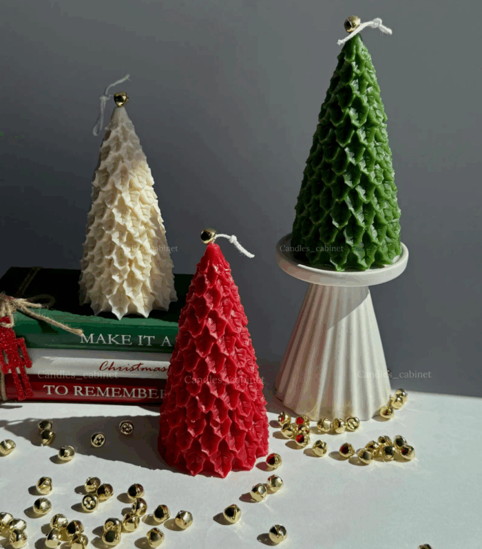 Candles_cabinet Christmas Candles Tree Scented Candles Xmas Tree Shaped Candles Gifts for Home Party Table Decorations, Candlles for Christmas, Secret Santa Gift, 3 Pack - Multi