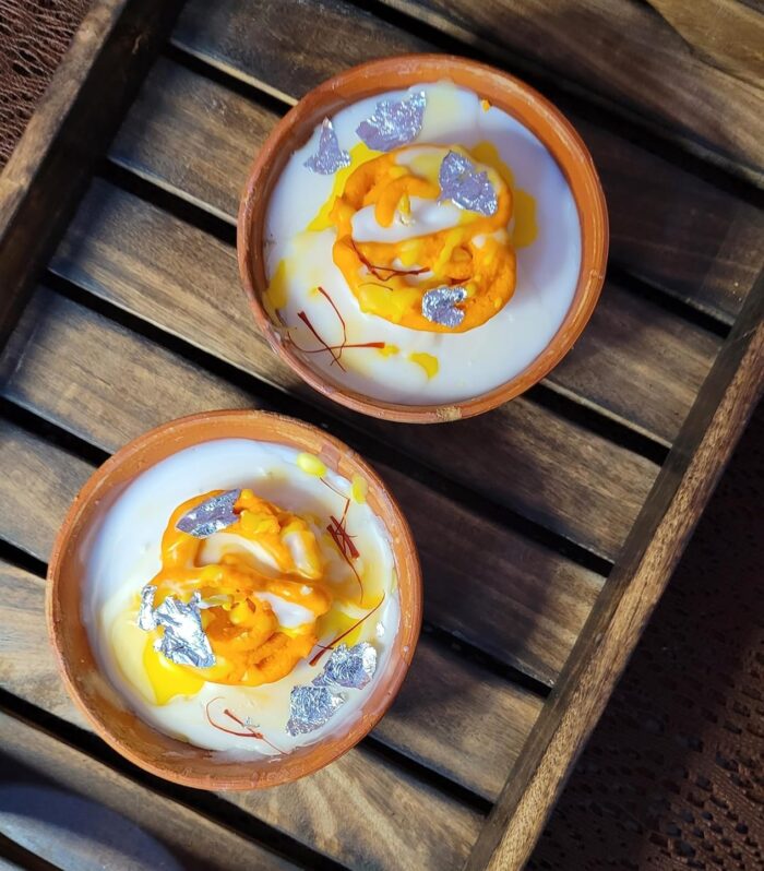 Jalebi Rabdi Soy Wax Candle | Handmade Dessert Candle for Festive Décor & Gifting | Holi Special Scented Candle in Clay Pot